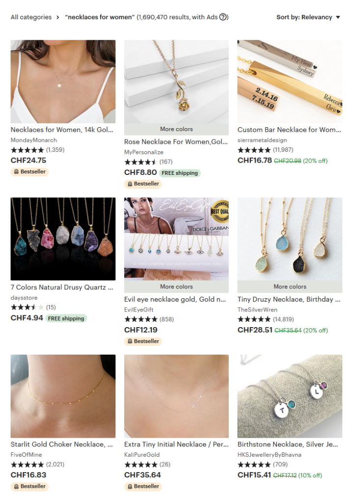 Best selling jewelry on Etsy